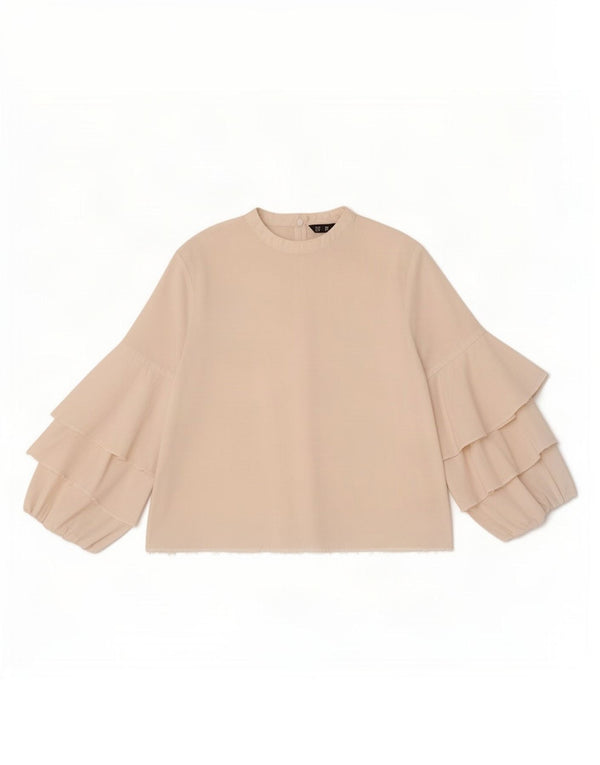 Zara Damen 3/4-Ärmel-Blusenoberteil UK 4 XS Weiß