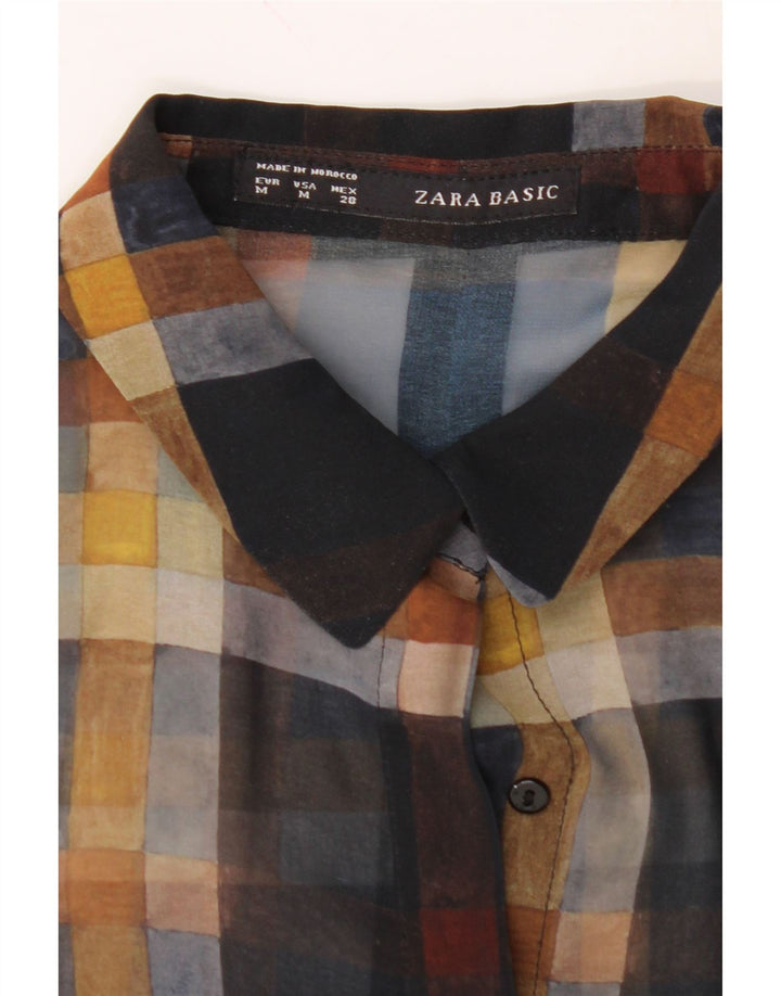 ZARA Womens Long Sleeve Basic Dress UK 12 Medium Black Check Vintage Zara and Second-Hand Zara from Messina Hembry 