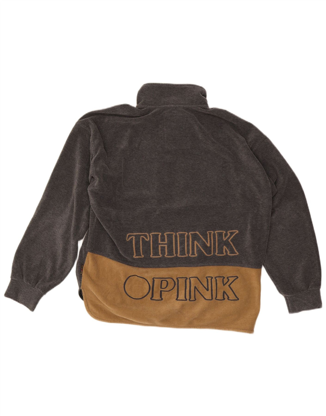 Think Pink Herren-Fleecepullover mit grafischem Reißverschluss und Reißverschluss in mittelgrauem Farbblockdesign