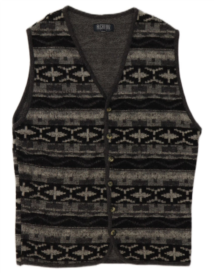 Alcatraz Herren-Cardigan, ärmellos, klein, grau, geometrisch