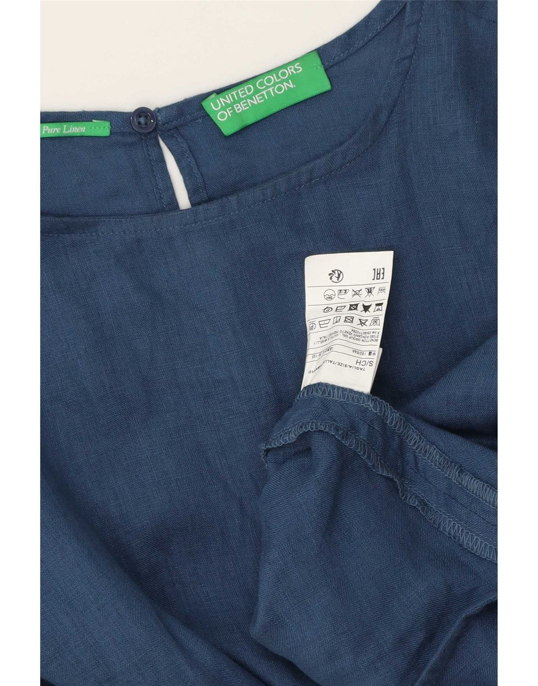 Benetton Damen-Bluse, ärmellos, übergroß, Gr. 10, Größe S, Marineblau, Leinen