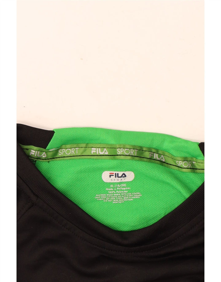 Fila Langarm-Top für Jungen, 13–14 Jahre, XL, Schwarz, Farbblock, Polyester, Sport