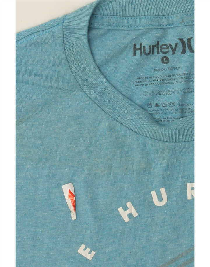 Hurley Herren-T-Shirt mit Grafik, Größe L, aus blauer Baumwolle
