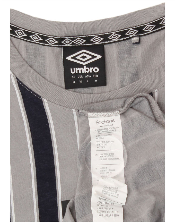 Umbro Herren Graphic Top Langarm Mittelgrau gestreifte Baumwolle