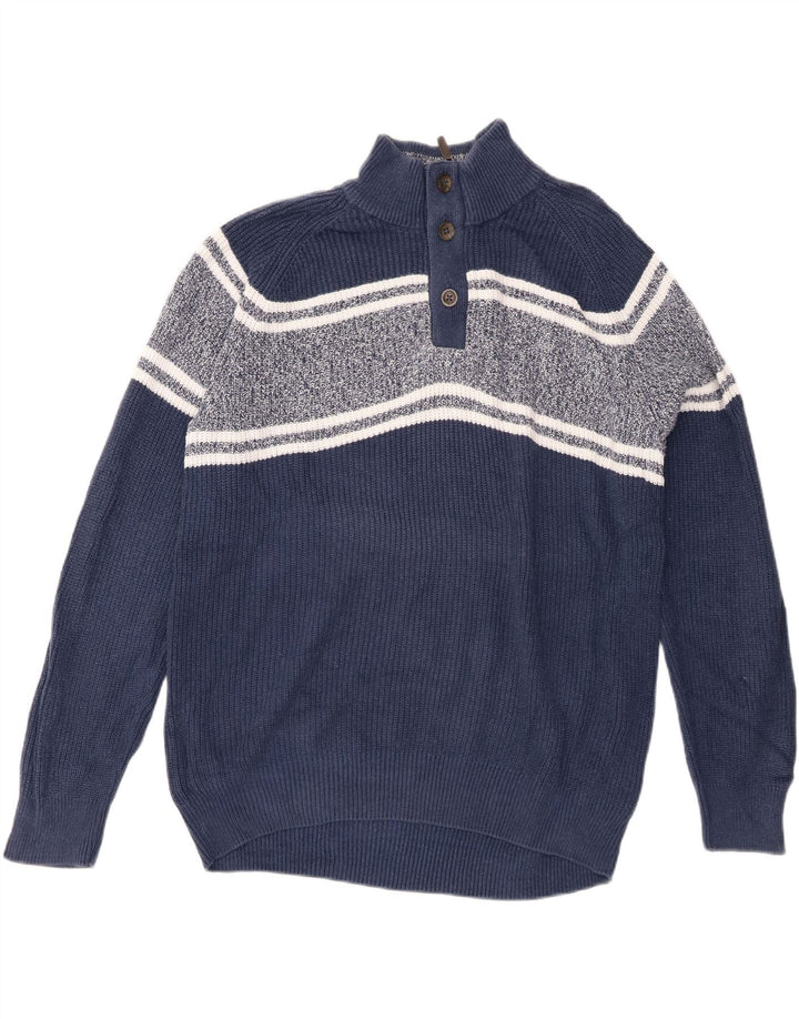 Marks & Spencer Herren-Pullover „Harbor“ mit Reißverschluss am Hals, Blau, groß, Farbblock