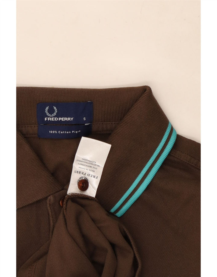 Fred Perry Herren-Langarm-Poloshirt, klein, braune Baumwolle