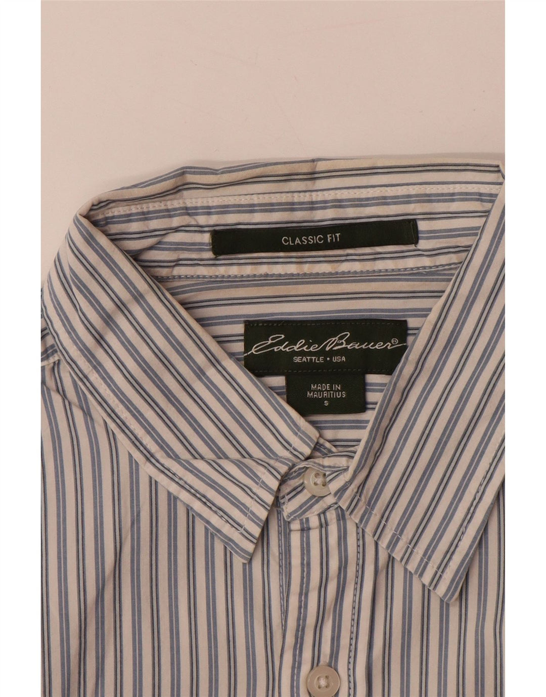 EDDIE BAUER Herren-Hemd mit klassischer Passform, kleine blaue Nadelstreifen-Baumwolle