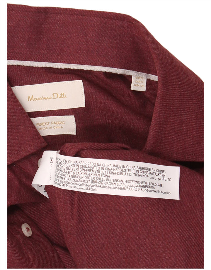 Massimo Dutti Herrenhemd, Größe S, Burgunderrot, Baumwolle