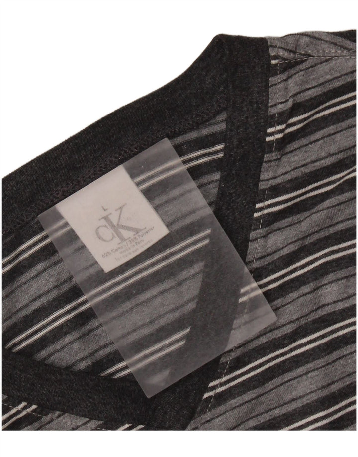 CALVIN KLEIN Herren T-Shirt Top Große grau gestreifte Baumwolle