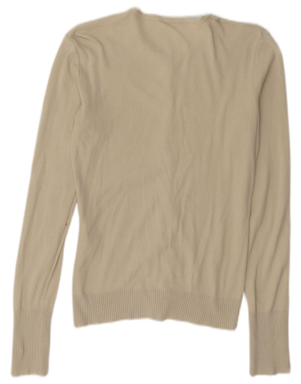 Benetton Damen-Strickjacke in Übergröße, Gr. 10, Größe S, Beige, Baumwolle