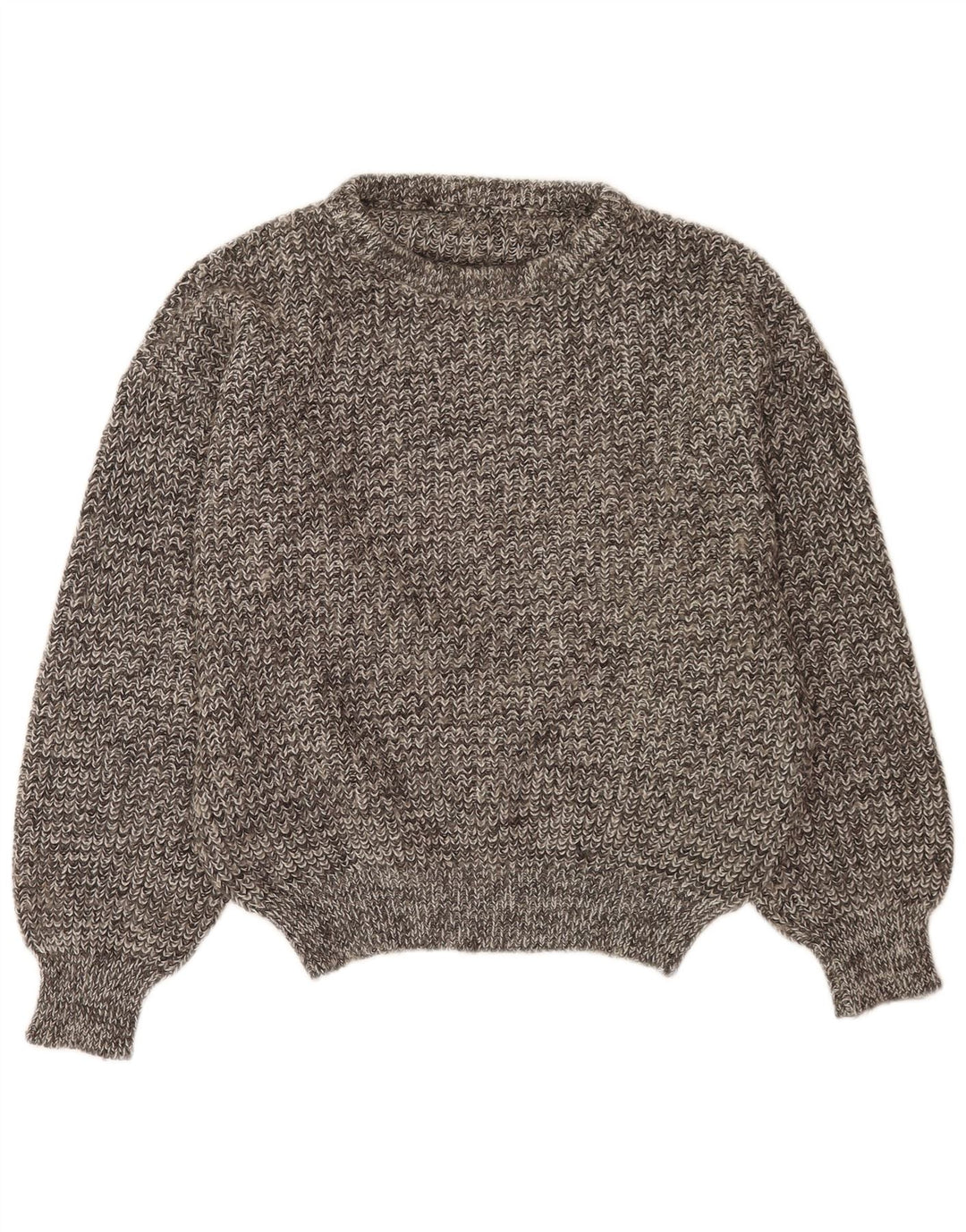 Vintage Herren-Pullover mit Knopfkragen, groß, grau gefleckt