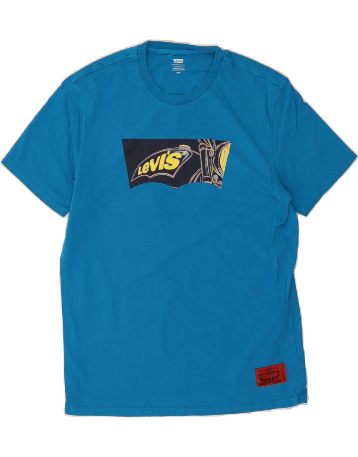 LEVI'S Mens Graphic T-Shirt Top Large Blue Cotton Vintage Levi's and Second-Hand Levi's from Messina Hembry 