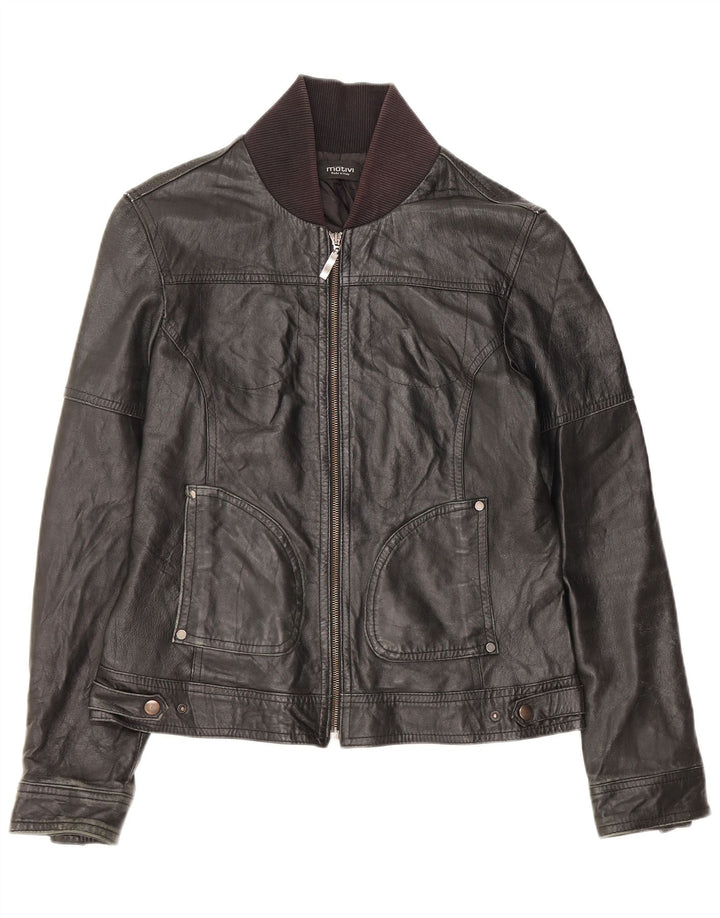 MOTIVI Damen Lederjacke UK 14 Medium Schwarz