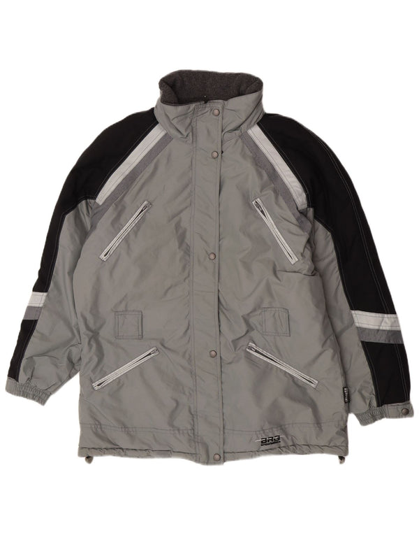 Brugi Womens Hooded Loose Fit Skijacke IT 50 XL Grau Farbblock