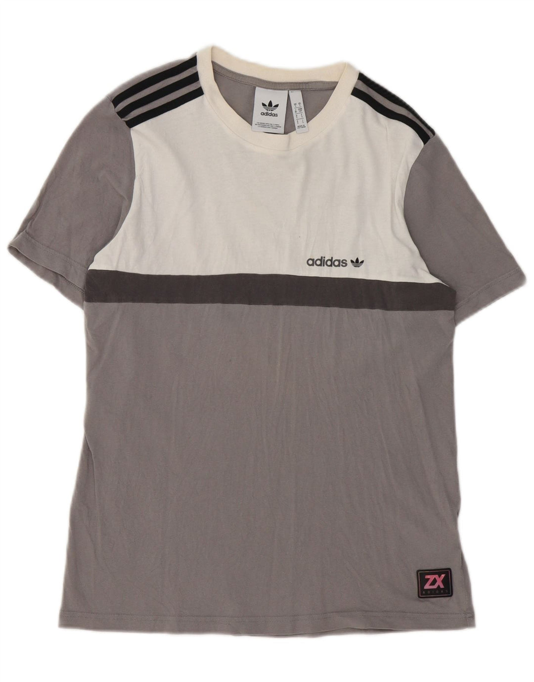 Adidas Herren T-Shirt Top Small Grau Colourblock Baumwolle