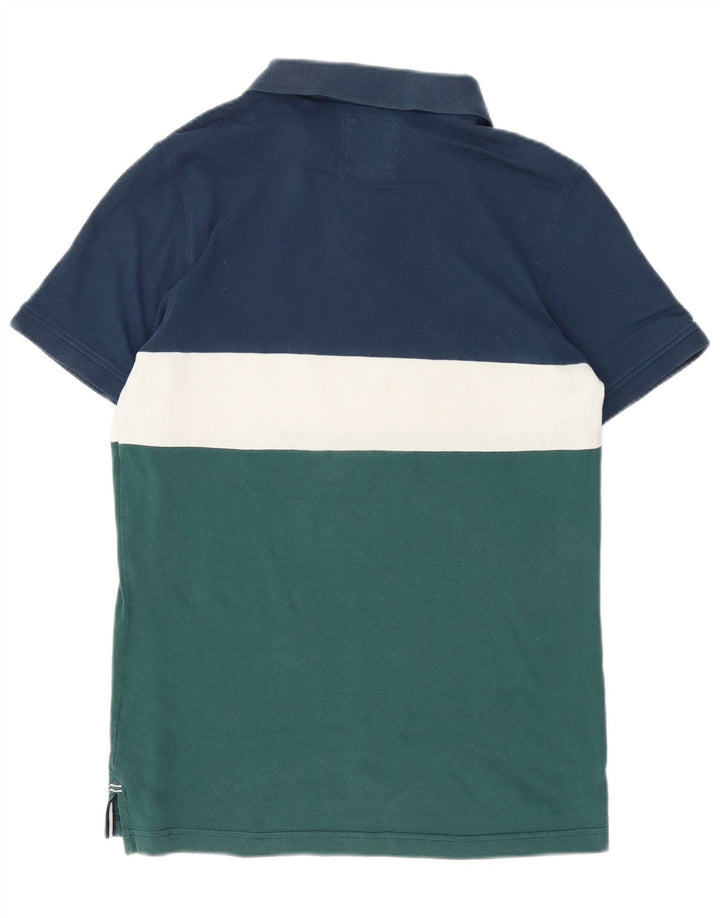 Crew Clothing Herren-Poloshirt aus mittelblauer Colourblock-Baumwolle