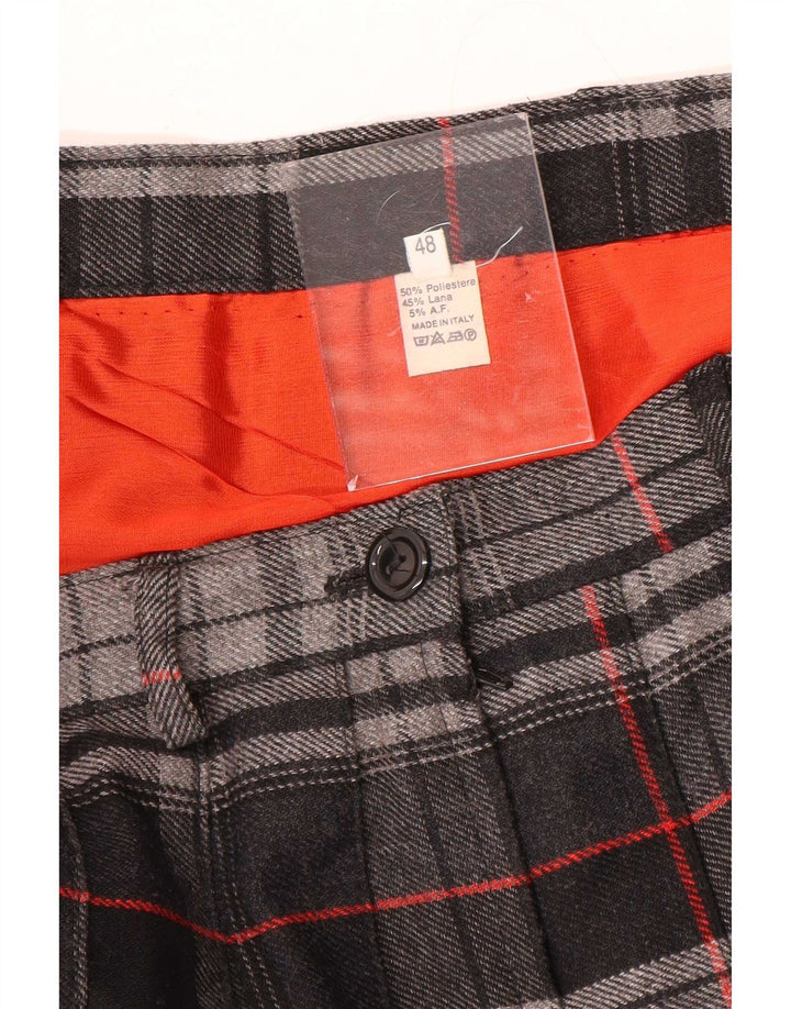 Vintage Damen Messerfaltenrock W30 Mittelgrau kariertes Polyester