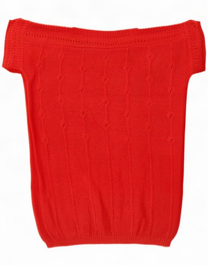 Vintage Damen Pullover Bluse Top UK 10 Small Red