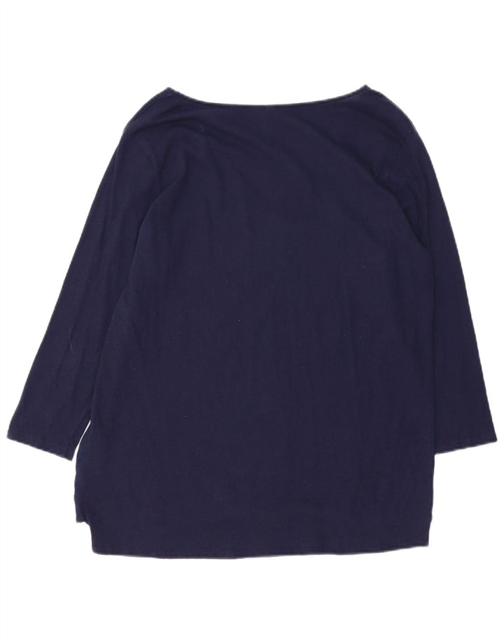 BENETTON Damen-Top, 3/4-Ärmel, UK-Größe 44, Größe L, Marineblau, Baumwolle