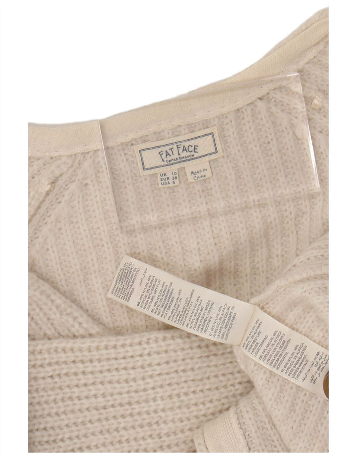 FAT FACE Damen-Cardigan, übergroß, bauchfrei, Gr. 10, Größe S, Weiß, Nylon