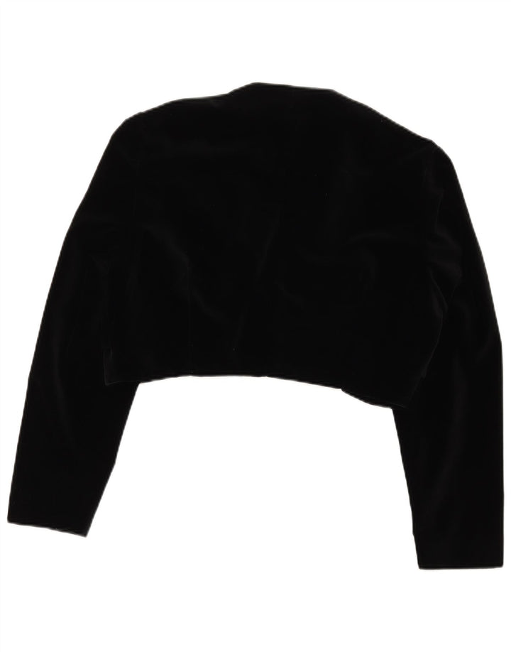Vintage Damen Bolero Jacke IT 48 XL Schwarz Baumwolle