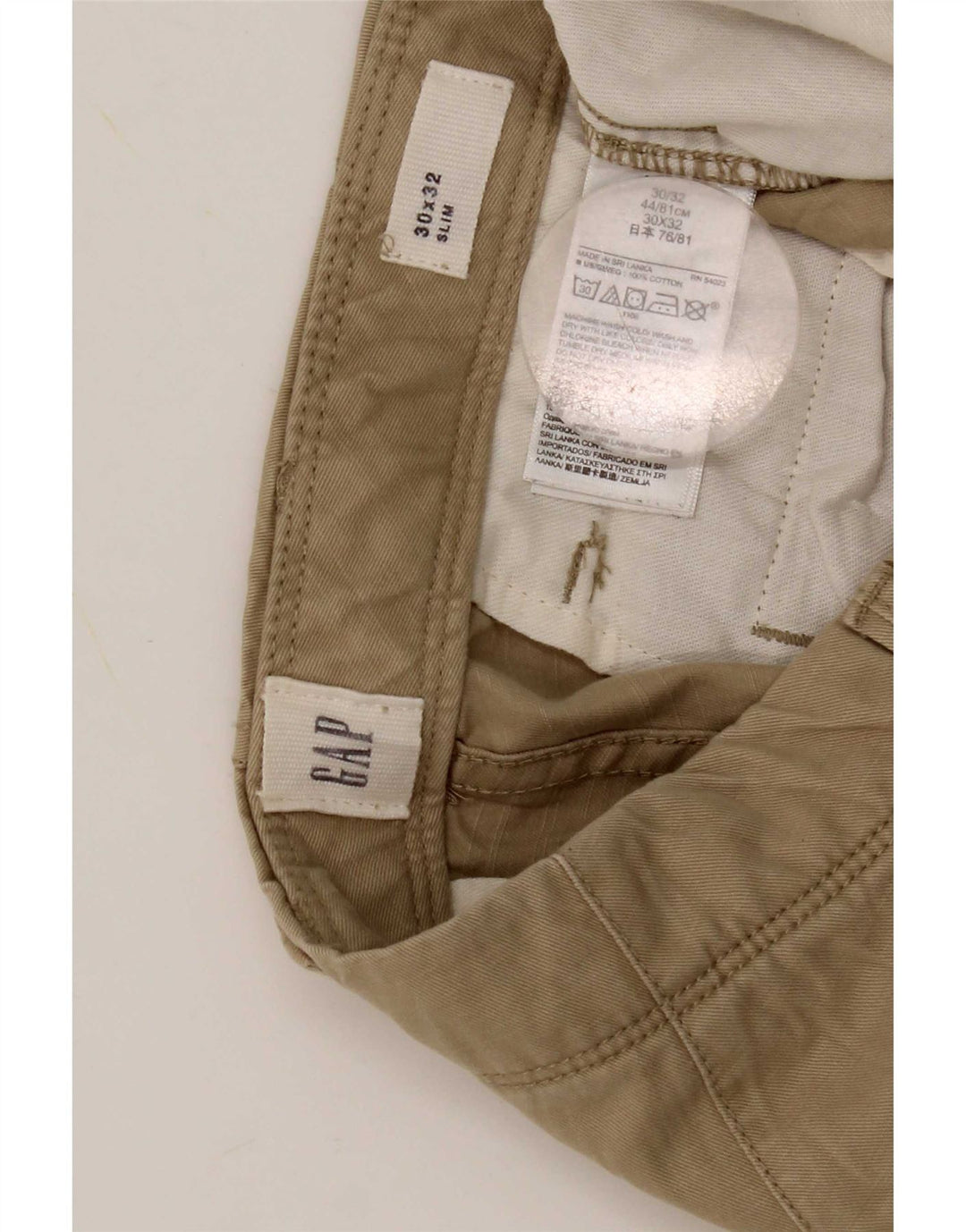 Gap Herren Slim Chino-Hose W30 L32 Beige Baumwolle