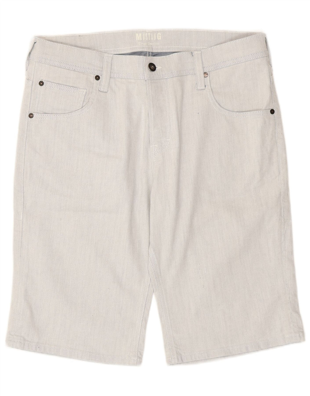 Mustang Herren-Jeansshorts, W35, groß, blau gestreift, Baumwolle