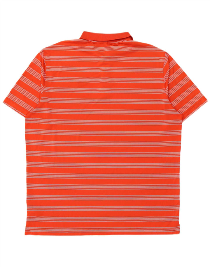 Nike Herren Dri Fit Poloshirt 2XL Orange gestreift Polyester