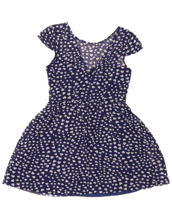 Lipsy A-Linien-Kleid mit abstraktem Muster für Damen, UK 12, Mittelblau, Polyester