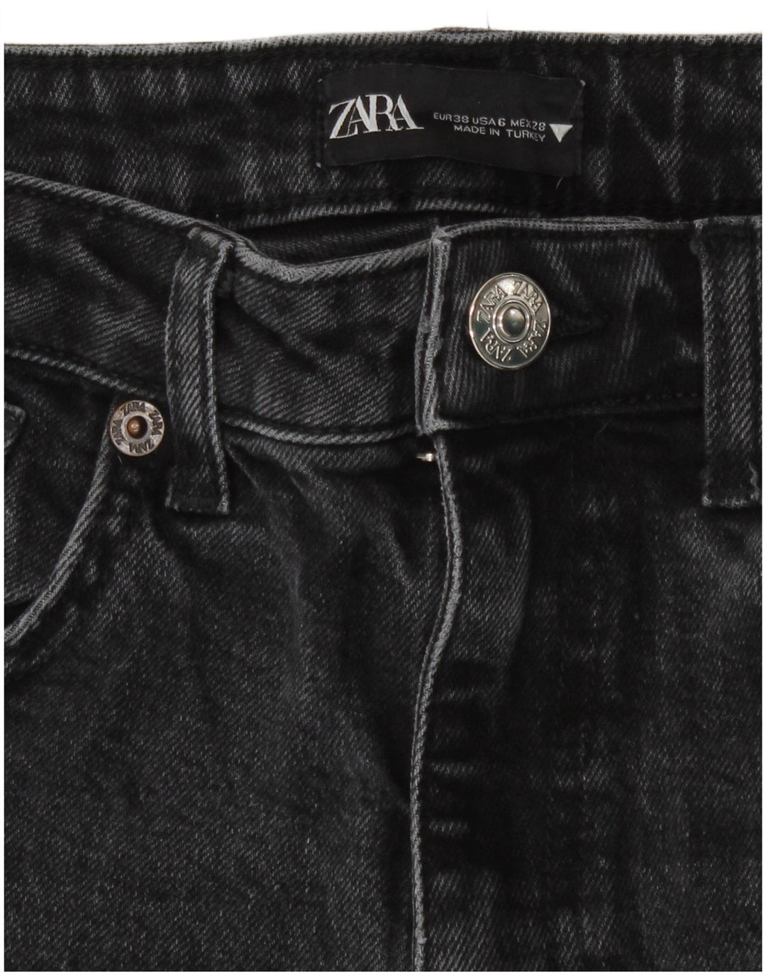 Zara Damen Straight Jeans EU 38 Small W28 L26 Grau