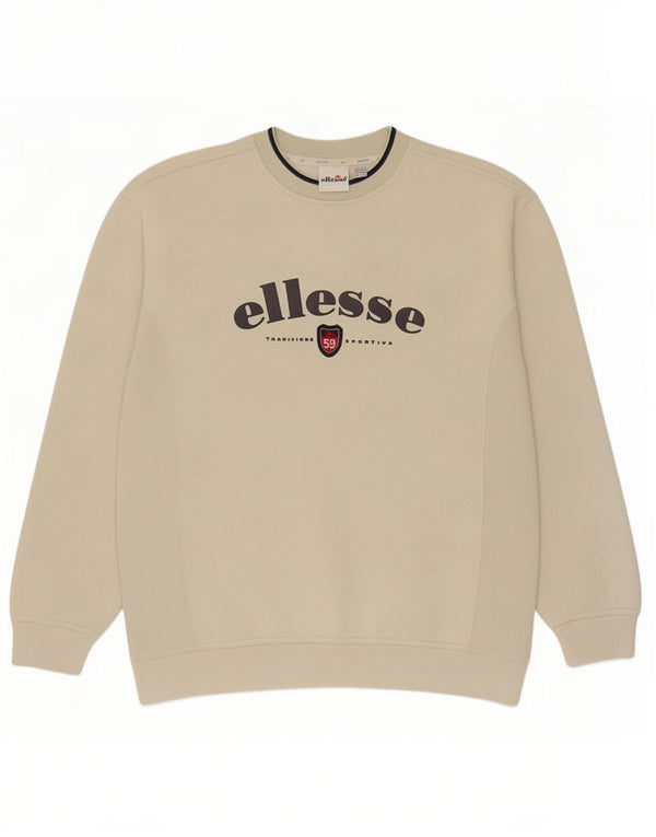 Ellesse Herren Grafik-Sweatshirt-Pullover UK 42/44 Large Beige