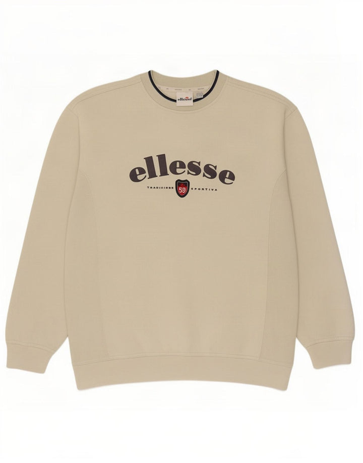 Ellesse Herren Grafik-Sweatshirt-Pullover UK 42/44 Large Beige