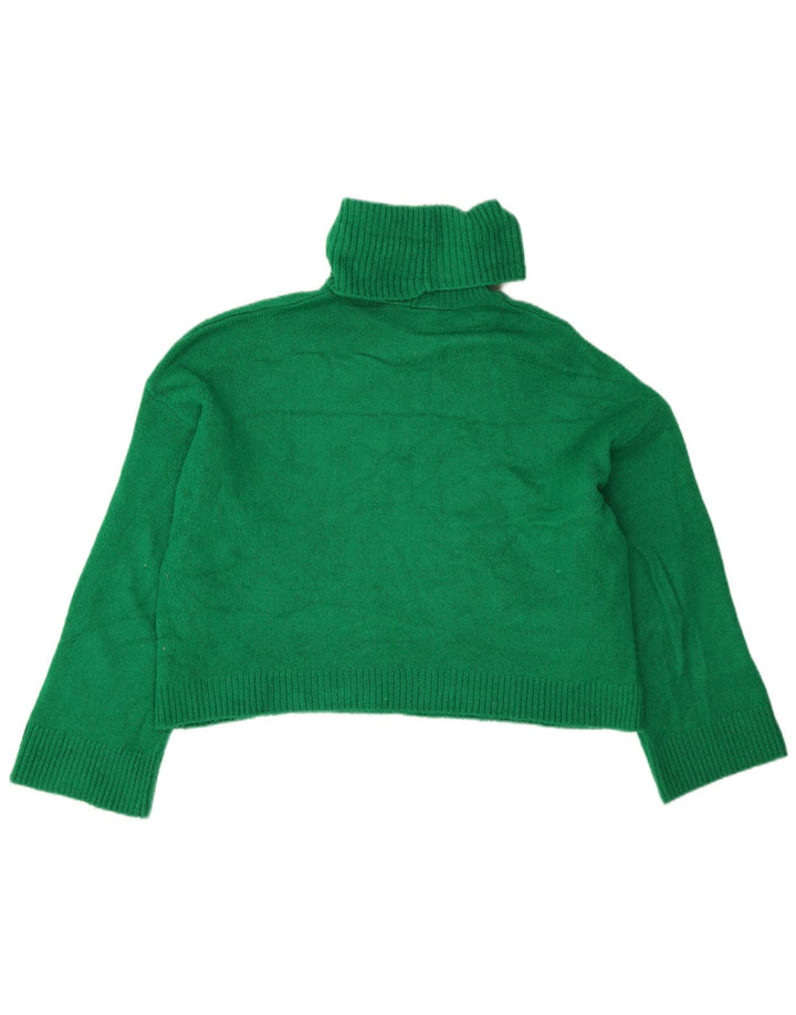 Zara Damen Crop Oversized Rollkragenpullover Pullover UK 10 Small Grün