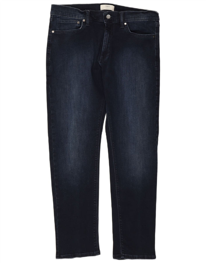 Marks & Spencer Herren Slim Jeans W36 L31 Marineblaue Baumwolle