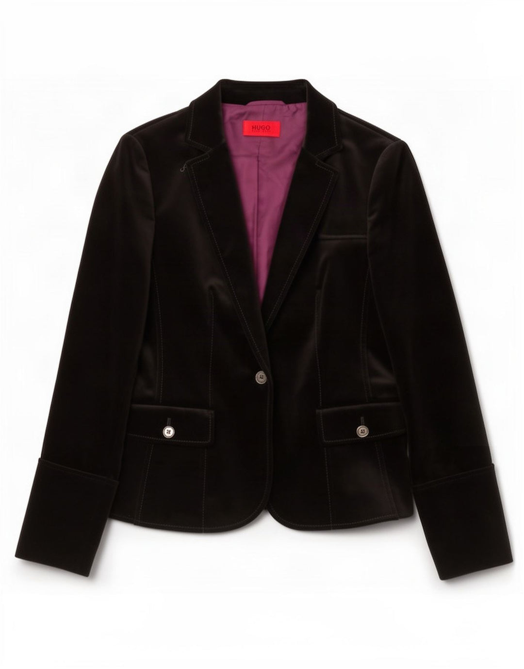 Hugo Boss Damen-Blazer aus Samt mit 1 Knopf, Gr. 10, Schwarz
