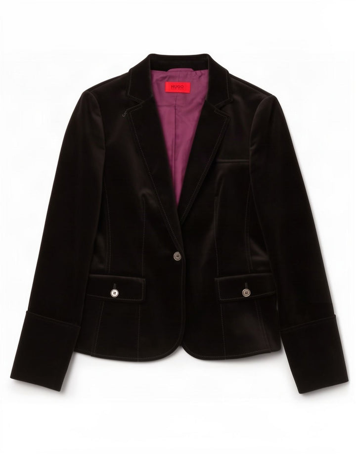 Hugo Boss Damen-Blazer aus Samt mit 1 Knopf, Gr. 10, Schwarz