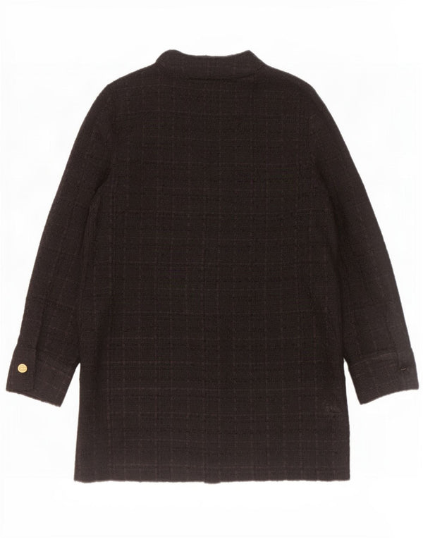 Zara Damen-Blazerjacke mit 6 Knöpfen, UK 14, mittelschwarz kariertes Polyester