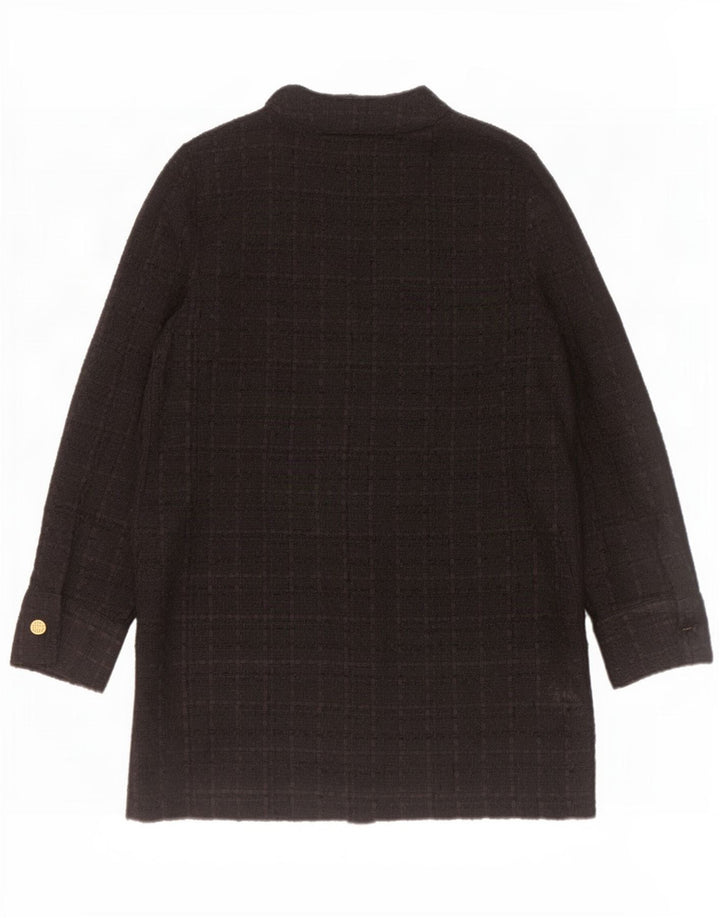 Zara Damen-Blazerjacke mit 6 Knöpfen, UK 14, mittelschwarz kariertes Polyester