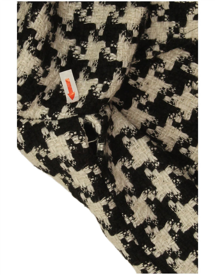 Koton Womens Oversized Overcoat UK 10 Small Black Houndstooth Wool