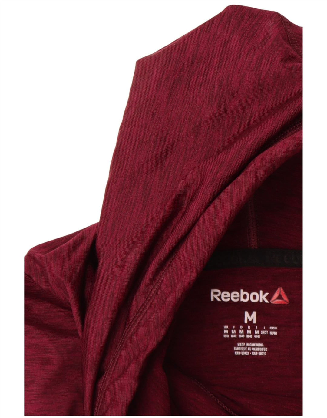 REEBOK Damen Kapuzenpullover UK 12/14 Medium Maroon Meled Polyester