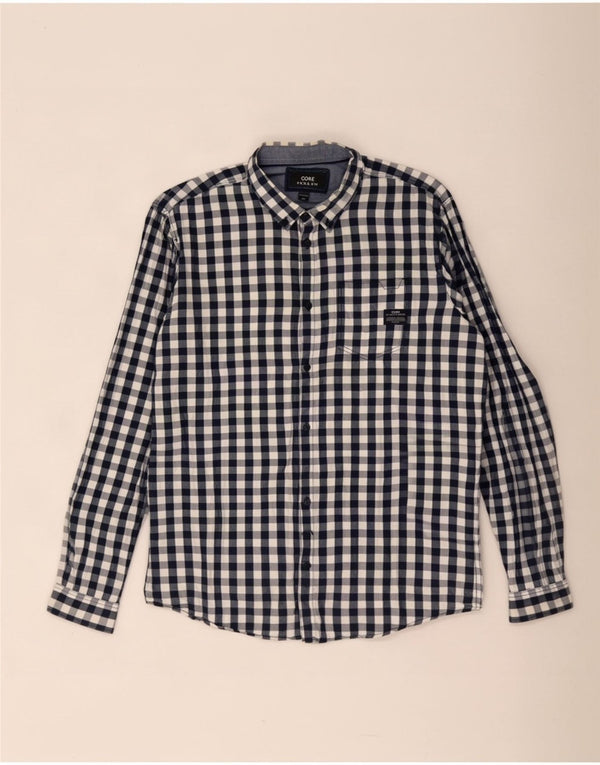 Jack & Jones Herrenhemd 2XL, blaue Gingham-Baumwolle