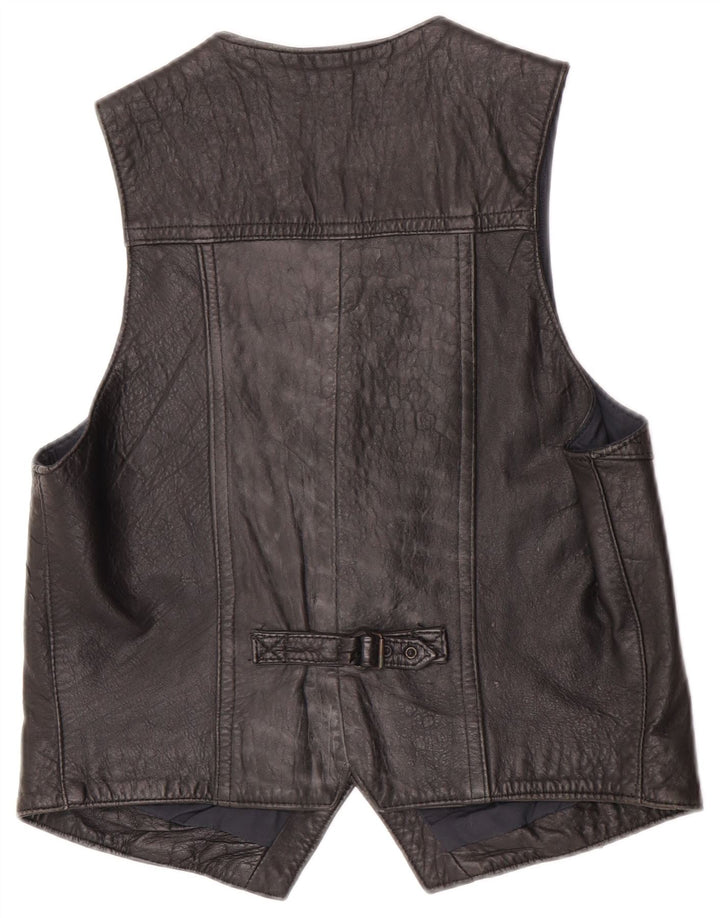 Vintage Herren Lederweste Mittelschwarzes Leder