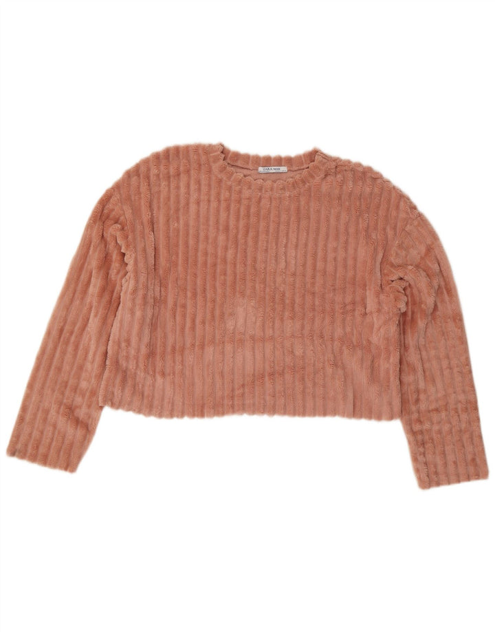 Zara Damen Crop Velours-Blusenoberteil in Übergröße, UK 10, Größe S, Rosa, Polyester