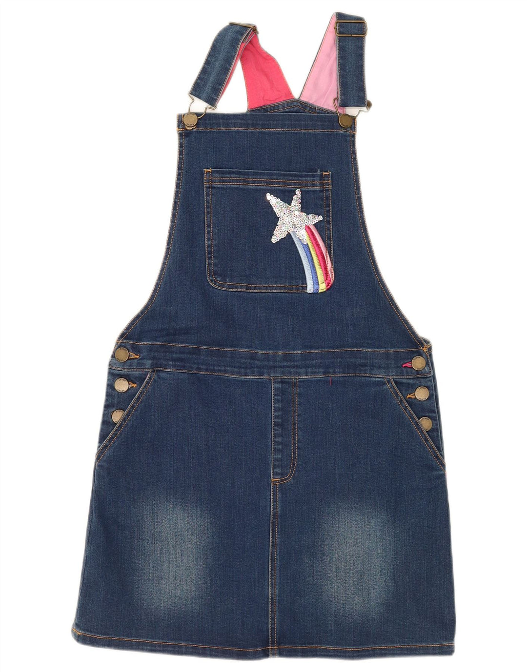 JOULES Jeans-Latzkleid für Mädchen, 11–12 Jahre, blaue Baumwolle