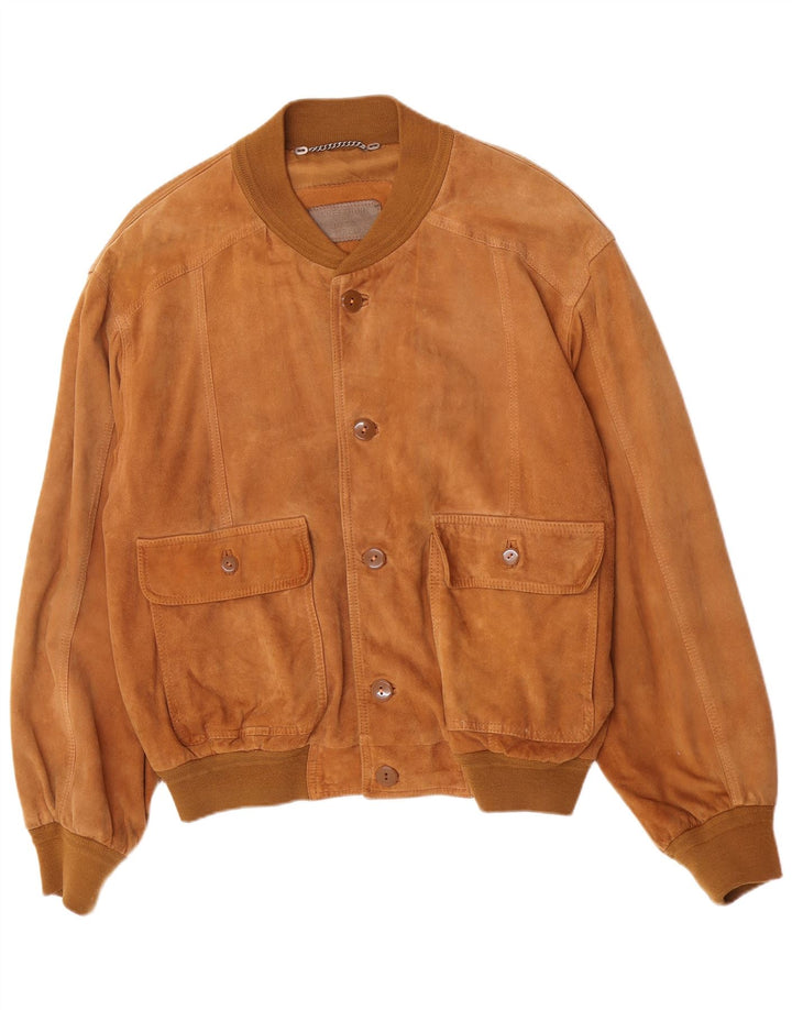 Lusso Herren Wildleder Bomberjacke IT 52 XL Braunes Leder