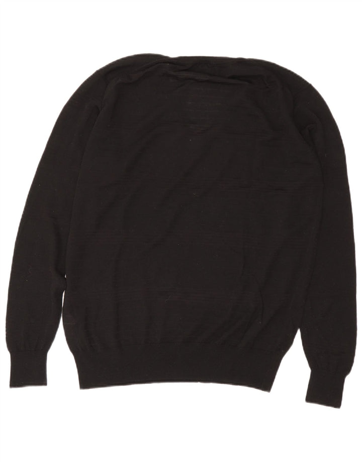 Zara Herren-Pullover mit V-Ausschnitt, durchsichtig, XL, schwarze Wolle