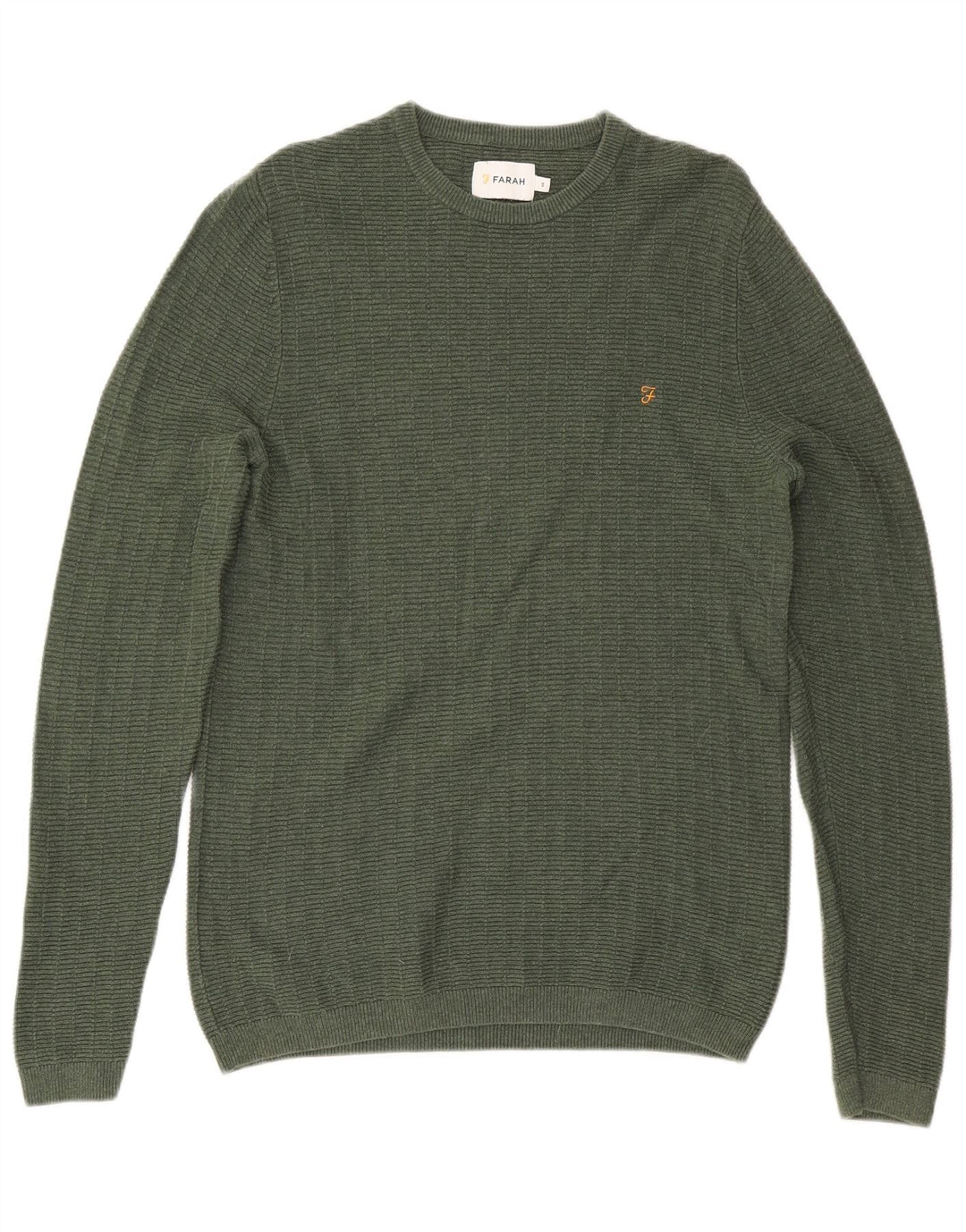 Farah Herren-Pullover mit Rundhalsausschnitt, Größe S, grüne Baumwolle