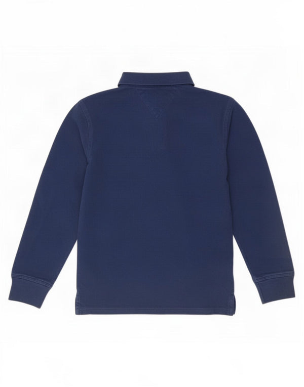 Tommy Hilfiger Langarm-Poloshirt für Jungen, 9–10 Jahre, marineblaue Baumwolle