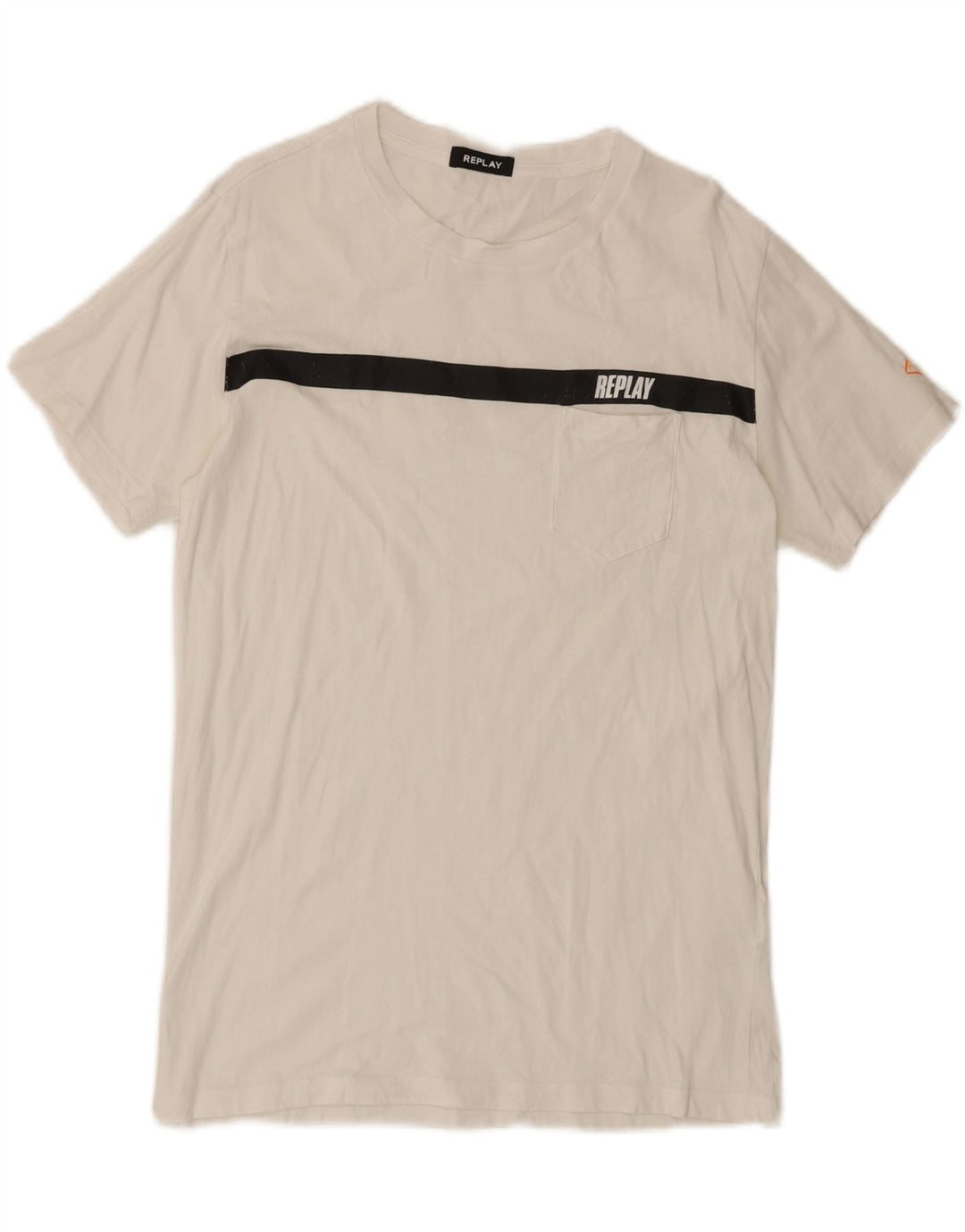 REPLAY Mens T-Shirt Top Large White Cotton Vintage Replay and Second-Hand Replay from Messina Hembry 