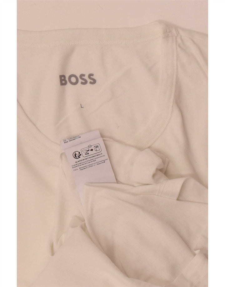Hugo Boss Herren T-Shirt Top Große weiße Baumwolle